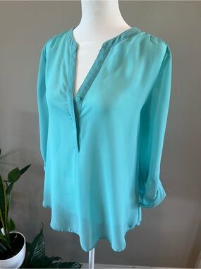 Maurices Teal Split-Neck Blouse